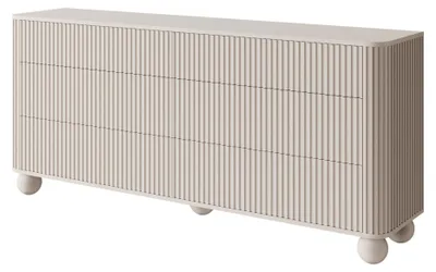 Obrázok produktu pre Selsey Arvello - Komoda so 6 zásuvkami, drážkovaná na guľôčkových nožičkách, béžová, 168 cm