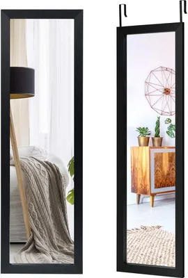 Produktbild von GOPLUS Türspiegel mit Höhenverstellbaren Hängehaken, Wandspiegel mit MDF Rahmen, 120x37cm Hängespiegel, Ganzkörperspiegel für Schlafzimmer Wohnzimmer Bad
