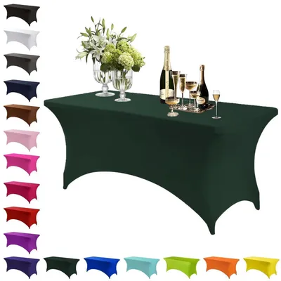 Obrázok produktu pre Elastická obrus, tmavozelená, 120 x 60 cm, obdĺžnikový tvar, vyrobená zo Elastanu, umývateľná, odolná proti pokrčeniu