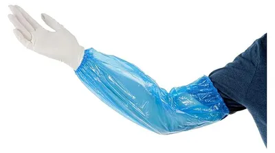 Wegwerparmmanchetten, 100 Stück, PE, wasserdicht, 45 cm, blau