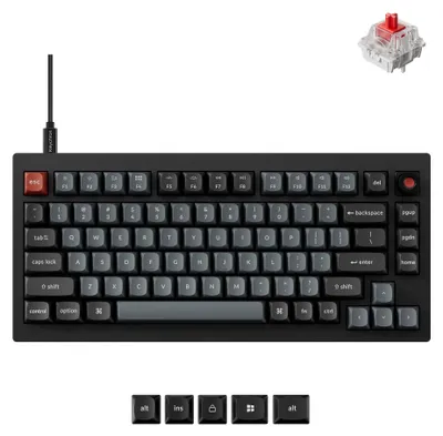 Image de Clavier mécanique compact 75%, filaire, avec commutateurs linéaires rouges et rétroéclairage RGB
