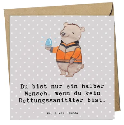Produktbild von Mr. & Mrs. Panda Deluxe Karte Rettungssanitäter Herz - Grau Pastell - Geschenk, anlasskarte, doppelkarte, Glückwunschkarte, faltkarte, Klappkarte, Grußkarte