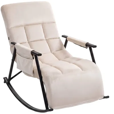Produktbild von CLP Schaukelstuhl Elara gepolsterter Relaxsessel mit verstellbarer Rückenlehne creme Material Samt