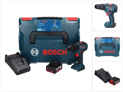 Image de Bosch GSB 18V-55 Professional Perceuse-visseuse à percussion sans fil 18 V 55 Nm Brushless + 1x batterie 5,0 Ah + chargeur + L-Boxx