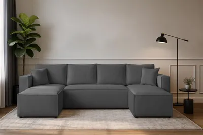 Produktbild von Couchgarnitur Eckcouch CAPRI U-Form, Schlaffunktion, CORD Stoff, Bettkasten und Seitenlehnen