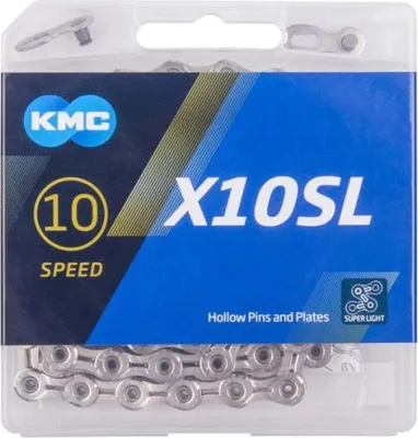 Obrázok produktu pre Reťaz KMC "X10SL" 10-rýchlostná, 1/2" x 11/128", 114 g strieborná