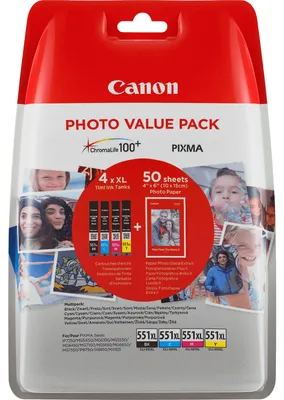 Zdjęcie produktu dla Canon 6443B006, Czarny fotograficzny, Cyan fotograficzny, Magenta fotograficzna, Zdjęcie w kolorze żółtym, Atrament barwnikowy, Atrament barwnikowy, Multipak