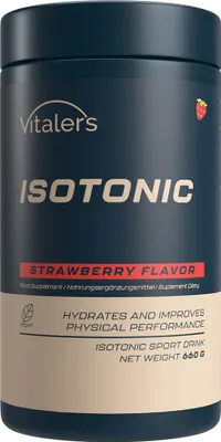 Obrázok produktu pre Vitaler's Sport Isotonisch – elektrolytový prášok s taurínom, horčíkom, vitamínmi B – 660 g / 30 porcií – vegánsky, (jahoda)