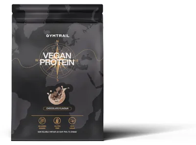 Produktbild von GYMTRAIL® Veganes Eiweißpulver aus Erbsenprotein 500g | Pflanzliches Proteinpulver mit essenziellen Aminosäuren | Ohne Soja und Süßungsmittel mit Birkenzucker | Chocolate