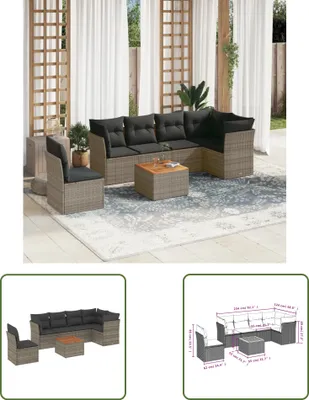 Produktbild von The Living Store 7-tlg. Garten-Sofagarnitur mit Kissen Grau Poly Rattan