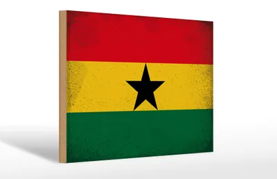 Produktbild von Holzschild Flagge Ghana 30x20cm Flag of Ghana Vintage