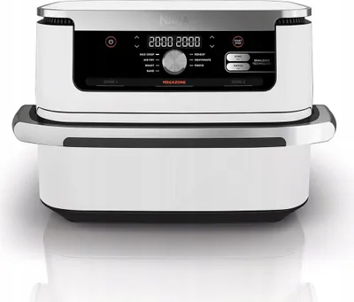 Fettfreie Friteuse Ninja 10.4L 7 Programme 2 Kammern Silber & Weiss