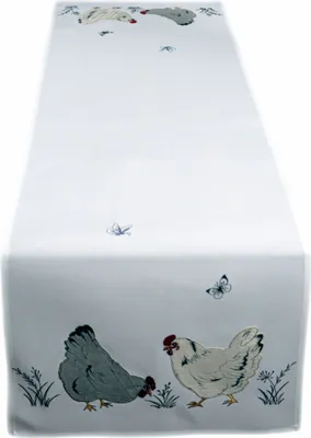 Produktbild von Tischdecke Tischläufer Stickerei Hühner Schmetterlinge Ostern 40 x 140 cm
