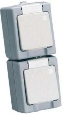 Produktbild von Kopp 130348009, Typ F, CEE 7/4, 2P, Grau, Weiß, Thermoplast, IP44