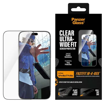 Imagen del producto de PanzerGlass Ultra-Wide Fit FASTFIT Protector de pantalla para iPhone 18 Pro Max - Ultratransparente