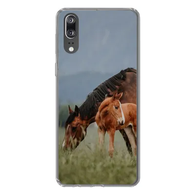 Produktbild von MuchoWow® Handyhülle Schutzhülle Hülle für Huawei P20 Pferde - Fohlen - Natur Silikon Softcase Handy Hülle - Hardcover