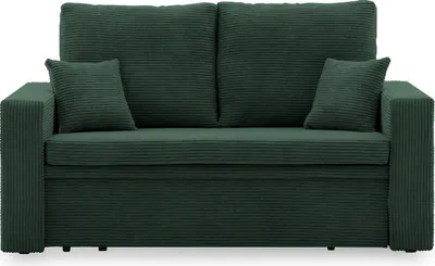 Produktbild von Sofa AIKIDO 150x85 - mit schlaffunktion - Farben zur Auswahl - modernen Sofa - mit Bettkasten - Moderner Cordstoff - Stoff POSO 014 Flaschengrün