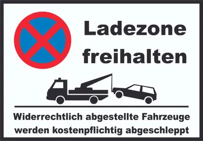 Produktbild von Parken verboten Ladezone freihalten Schild A0 Rückseite selbstklebend