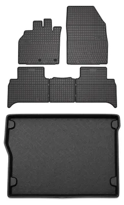Productafbeelding van Rubberen automatten + kofferbakmat voor Renault Scenic III 2009-2016 – 6-delig, zwart, op maat – Wielganizator SolidPRO