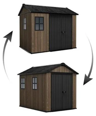 Produktbild von Keter Gerätehaus Apex 759, kompakt & wetterfest, aus EVOTECH™-Material, mit Doppeltür, walnuß, Maße: 230 x 287 x 246 cm