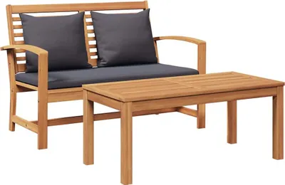 Image de Banc vidaXL marron et gris foncé 110 x 66 x 76 cm en teck massif