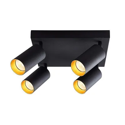 Produktbild von MasterLED Deckenstrahler LED Gold GU10 schwarz matt schwenkbar 4-flammig Aluminium IP20