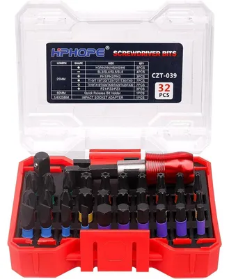 Produktbild von Schrauberbit Set Extra Hart 32tlg. mit Schnellwechsel-Bithalter und Schlagadapter, S2 Stahl, magnetisch