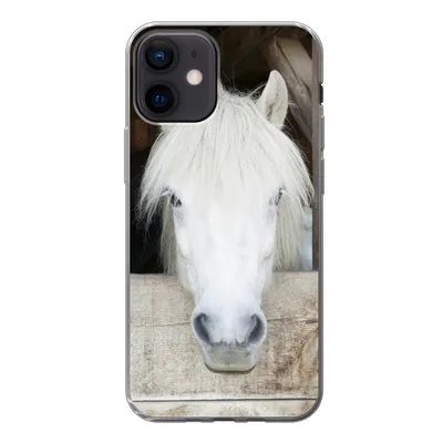 Produktbild von MuchoWow® Handyhülle Schutzhülle Hülle für iPhone 12 Pferde - Pferdestall - Regale Silikon Softcase Handy Hülle - Schutzhülle