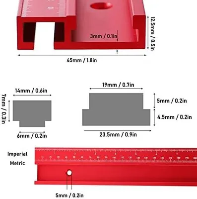 Obrázok produktu pre Hliníková vodiaca koľajnica – Žliabok na spracovanie dreva – Stolová píla – Frézka – Posuvné zariadenie – Metrický/Imperiálny systém