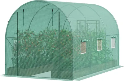 Zdjęcie produktu dla Szklarnia tunelowa z wejściem 9,58 x 6,43 x 6,23 ft Ocynkowana rama Pokrycie PE Zielona