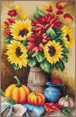 Image de Kit de broderie au point de croix Lanarte "Home and Garden : Nature morte d'automne", motif à compter, 26x39cm