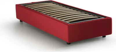 Produktbild von Einzelbett Dacerb, Containerbett mit Stoffbespannung, 100%  Italy, Frontöffnung, passend für Matratze Cm 80x190, Rot