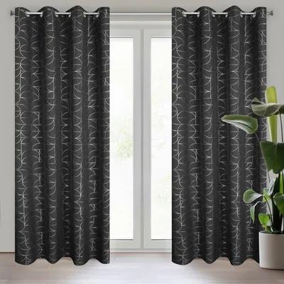 Produktbild von Vorhang EVI schwarz silber  140x250 cm  Ösen Ösenvorhang