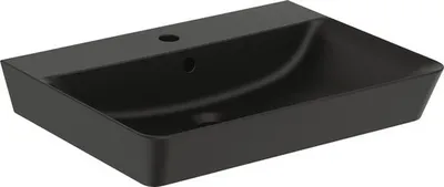 Zdjęcie produktu dla Ideal Standard Connect Air - Umywalka Cube 600x460x160 mm, z przelewem, z otworem na baterię, czarna E0298V3