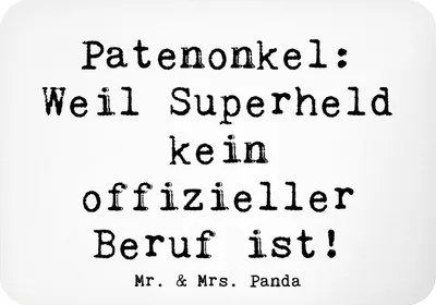 Produktbild von Mr. & Mrs. Panda Kühlschrankmagnet Spruch Patenonkel Superheld - Weiß - Geschenk, Beruf, büromagnet, Familie, zettelhalter, whiteboardmagnet, Dankeschön, magnet, Liebe