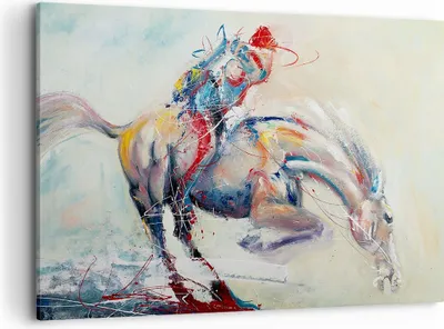 Produktbild von Bild auf Leinwand - Leinwandbild - Pferd Abstraktion - 120x80cm - Wand Bild - Wanddeko - Wandbilder - Leinwanddruck - Bilder - Kunstdruck - Wanddekoration - Leinwand bilder - Wandkunst - AA120x80-3446