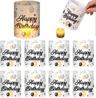 Productafbeelding van Kaarsenhouder Verjaardag Lantaarn Tafeldecoratie Happy Birthday Winddicht Tafel Gelukkige Verjaardag Tafeldecoraties, voor Theelichtjes of Kaarsen