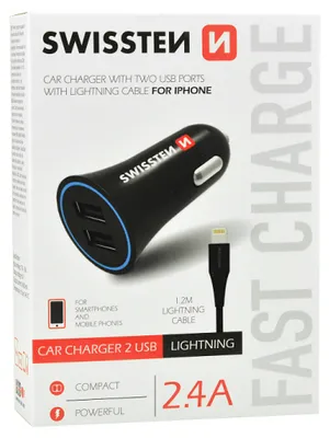 Zdjęcie produktu dla Ładowarka do urządzeń mobilnych Swissten 20110910 Uniwersalna czarna Zapalniczka samochodowa