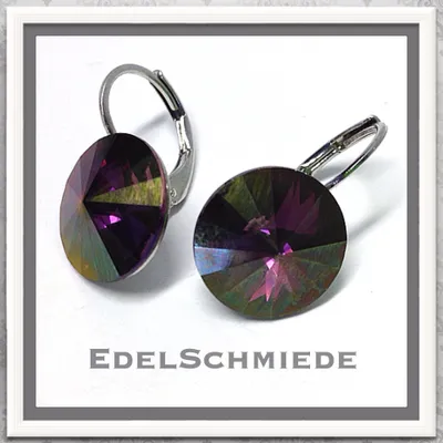 Produktbild von Edelschmiede925 Ohrhänger (Stift = Titan) Swarovski Kristall 12 mm