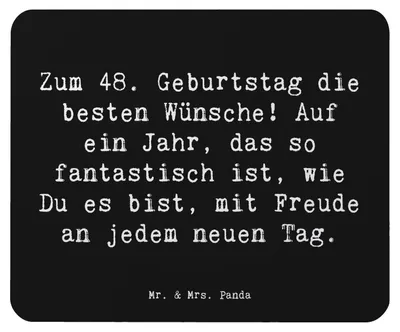 Produktbild von Mr. & Mrs. Panda Mouse Pad Spruch 48. Geburtstag - Schwarz - Geschenk, pc mausunterlage, Happy Birthday, Mousepad, Mauspad, Geburtstagsgeschenk für 48-Jährige, neuer Tag
