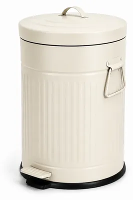 Produktbild von Relaxdays Mülleimer, 20 Liter, Küche, entnehmbarer Inneneimer, Fußpedal, Softclose, Metall, Retro Tretmülleimer, beige
