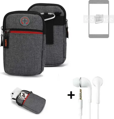 Produktbild von K-S-Trade Gürteltaasche + Kopfhörer kompatibel mit Samsung Galaxy S22+ Handy Tasche Holster Schutz Hülle Handy Hülle grau Zusatzfächer 1x