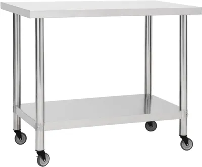 Obrázok produktu pre Kuchynský pracovný stôl s kolieskami 100x30x85 cm nerezový