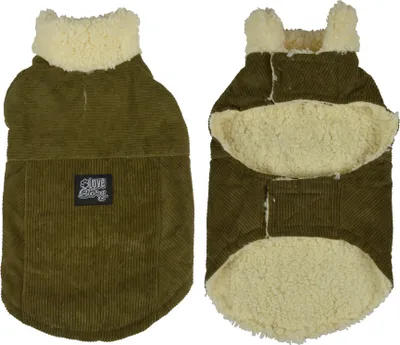 Obrázek produktu pro Kabát pro psy manšestrová zimní bunda kabát pro psy oblečení pro psy fleecová bunda khaki, velikost:M