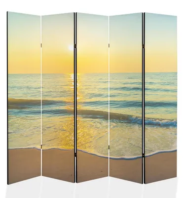 Produktbild von framed concept - Paravent Raumteiler Holz 225x172 cm, 5-teilig beidseitig, Sichtschutzwand