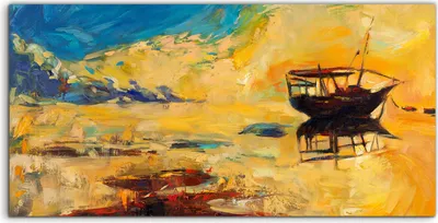Produktbild von Coloray Acrylbild 120x60  Wandbild Acrylbilder Meereslandschaft Ozean Boot auf See