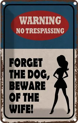 Produktbild von vianmo Blechschild 18x12 cm warning no trespassing Dog Wife
