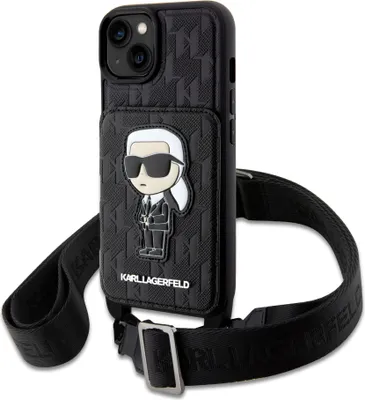 Produktbild von Etui Karl Lagerfeld Klhcp14Scsakhpkk Na Iphone 14 Hardcase - Czarne Crossbody Saffiano Monogram Ikonik