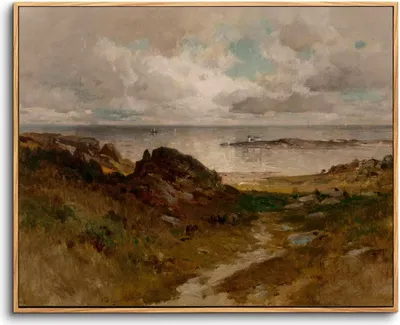 Zdjęcie produktu dla Obraz na płótnie w stylu vintage z drewnianą ramą 30x40cm - dekoracja ścienna sypialni nadmorska ścieżka