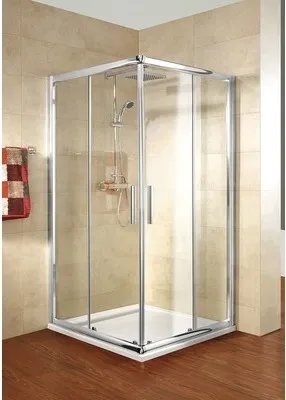 Produktbild von SCHULTE Eckeinstieg mit Schiebetür Kristall/Trend 90 x 90 x 185 cm Klarglas Profilfarbe chrom